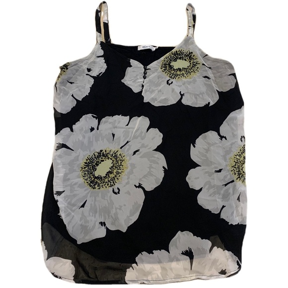 Ricki's XL Black and White Floral V-Neck Cami Tank Top - Picture 1 of 5